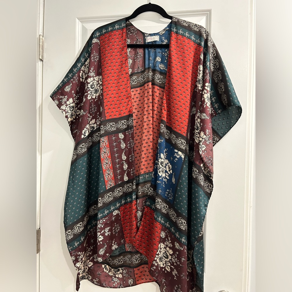 Free People Multi Color Patchwork Kimono